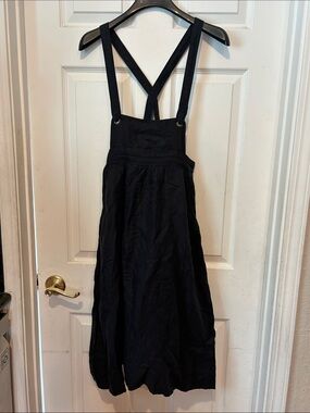 Anthropologie Black Crossback Pinafore Midi Dress